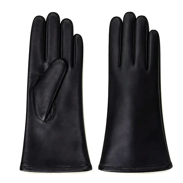 black women’s long-cuff leather gloves for winter fashion collections