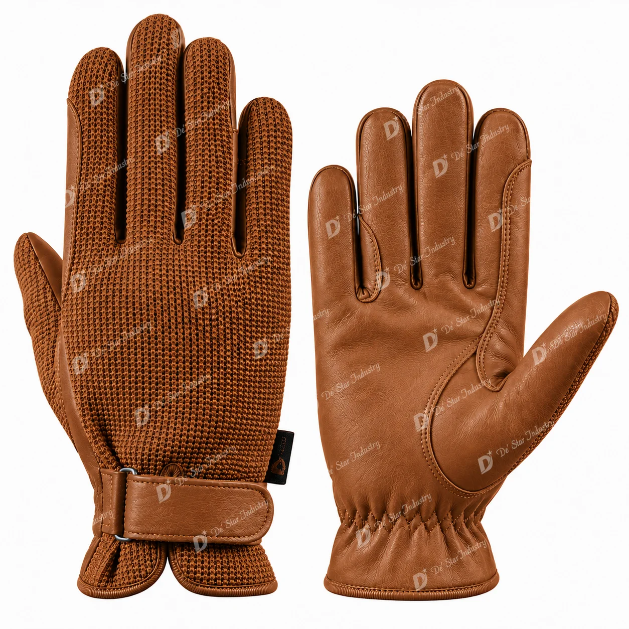 heritage-horseback-riding-glove-showing-index-finger-rein-guard-gathered-wrist-hook-and-loop closure