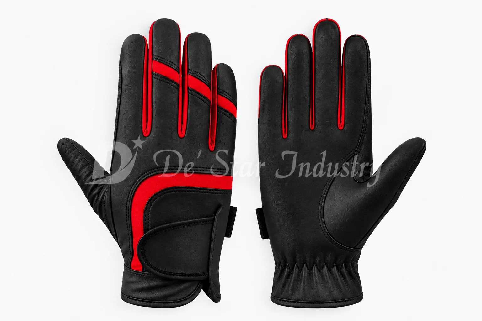 Lisboa black red equestrian glove